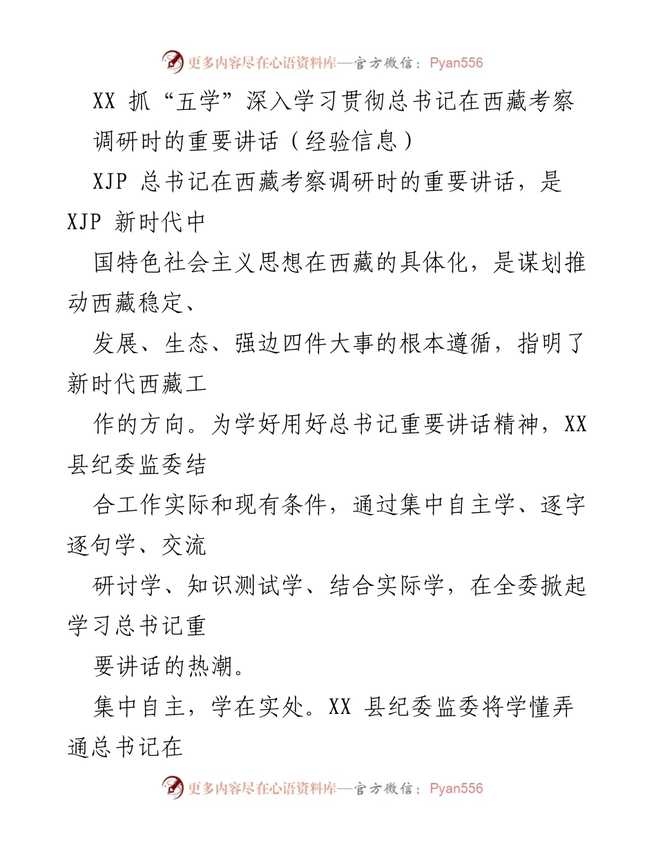 [工作总结] 学习贯彻总书记讲话 - 深入学习贯彻总书记在西藏考察调研时的重要讲话精神的工作总结.docx_第1页