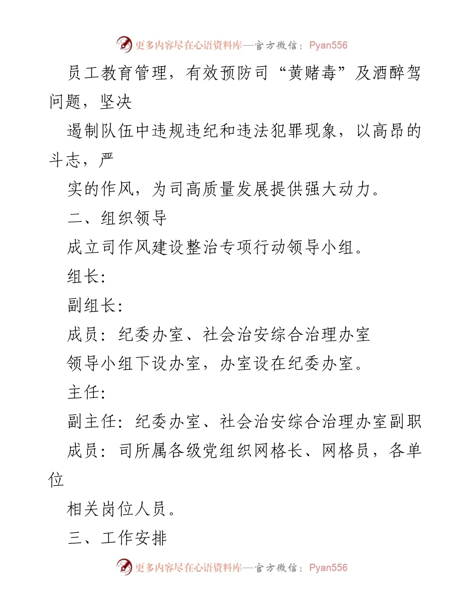 [工作总结] 司作风建设专项行动 - 2023年司作风建设专项行动实施方案.docx_第2页