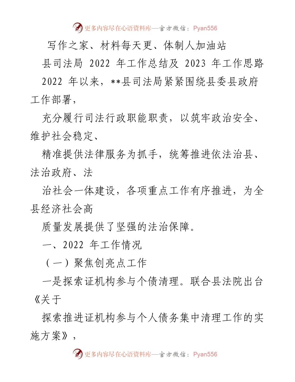 [工作总结] 司法局年度总结 - 2022年度司法局工作总结与2023年工作思路.docx_第1页