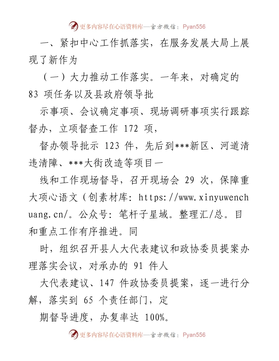 [工作总结] 县政府办公室 - 202X年工作总结与发展成就报告.docx_第2页