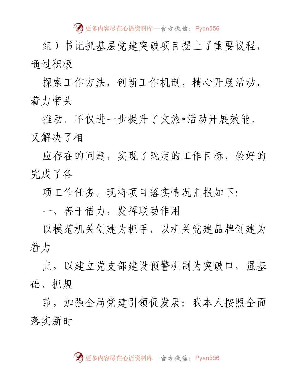 [工作总结] 基层党建 - 基层党建突破项目推进落实情况报告.docx_第2页