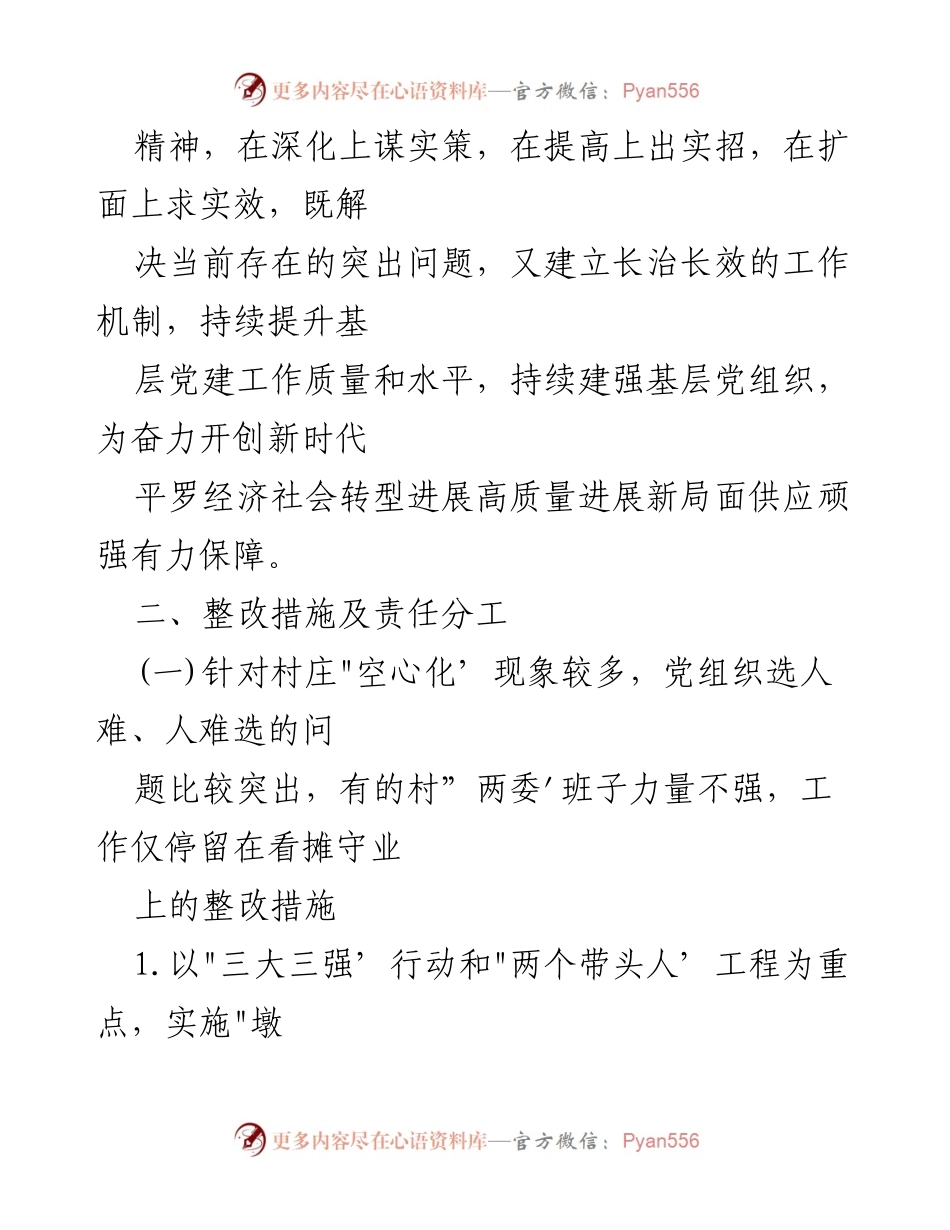 [工作总结] 基层党建 - 基层党建述职点评问题整改方案_1.docx_第2页