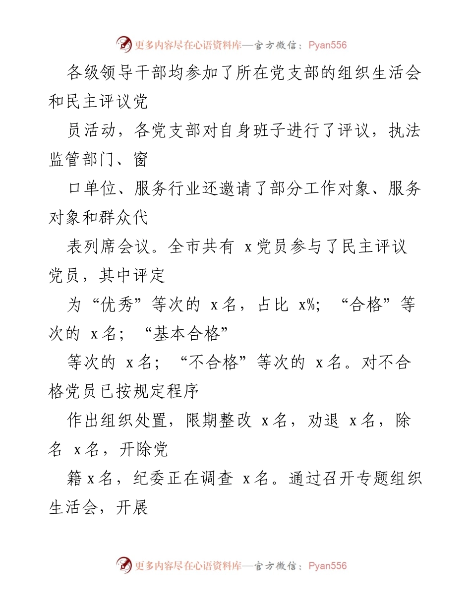 [工作总结] 基层党组织 - 基层党组织组织生活会及民主评议党员情况总结报告.docx_第2页