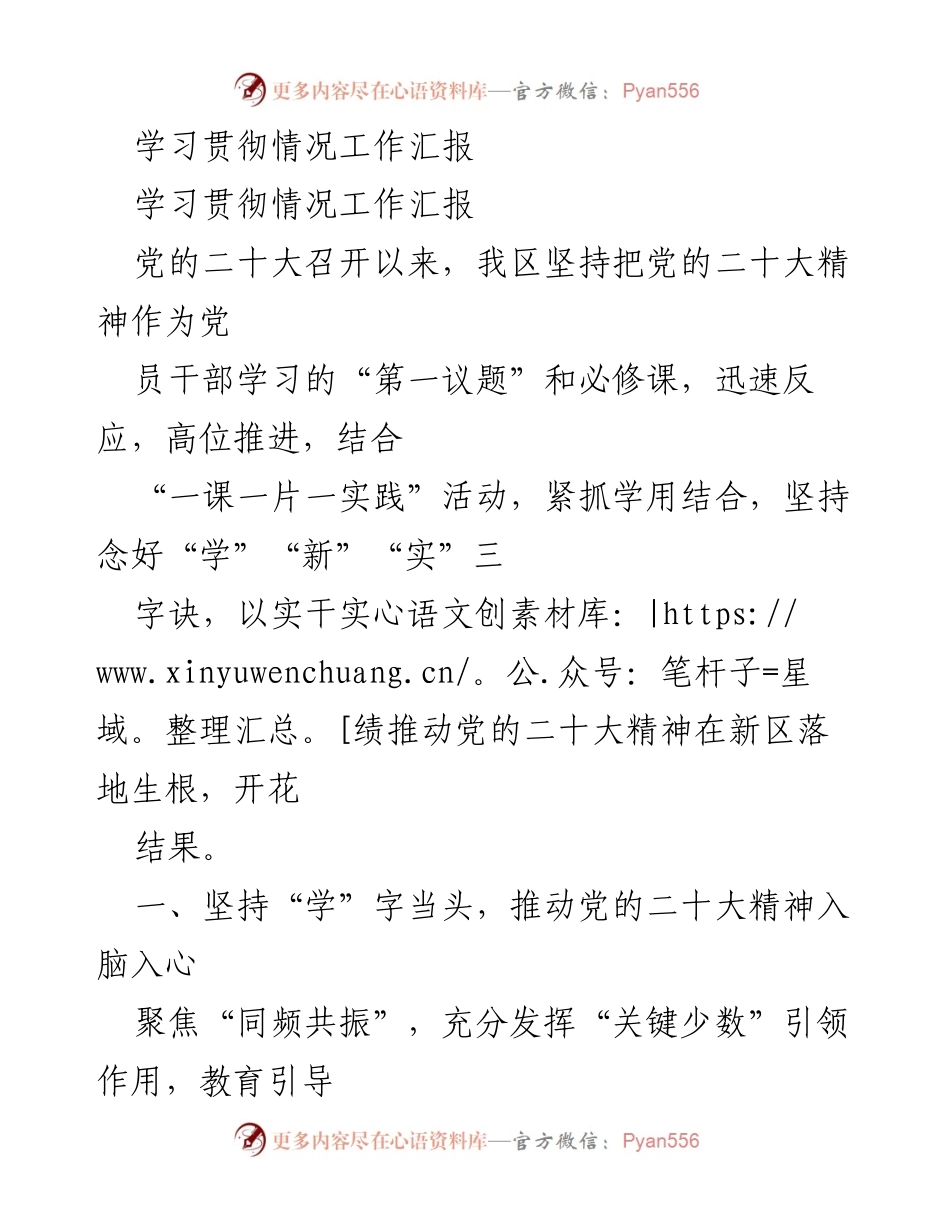 [工作总结] 学习贯彻党的二十大精神 - 深入学习党的二十大精神的实践与成效.docx_第1页