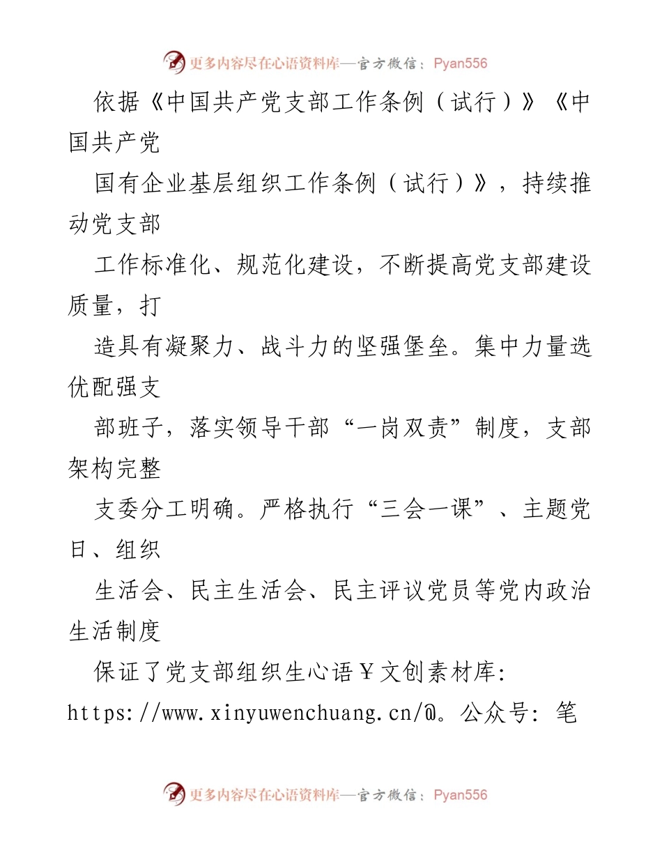 [工作总结] 国企基层党支部建设 - xx公司党支部建设经验总结与成效展示.docx_第2页