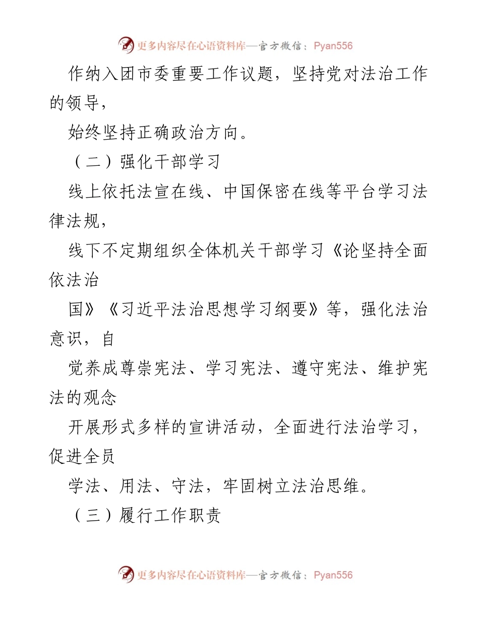 [工作总结] 团市委年度工作 - 2023年度法治建设工作总结报告.docx_第2页