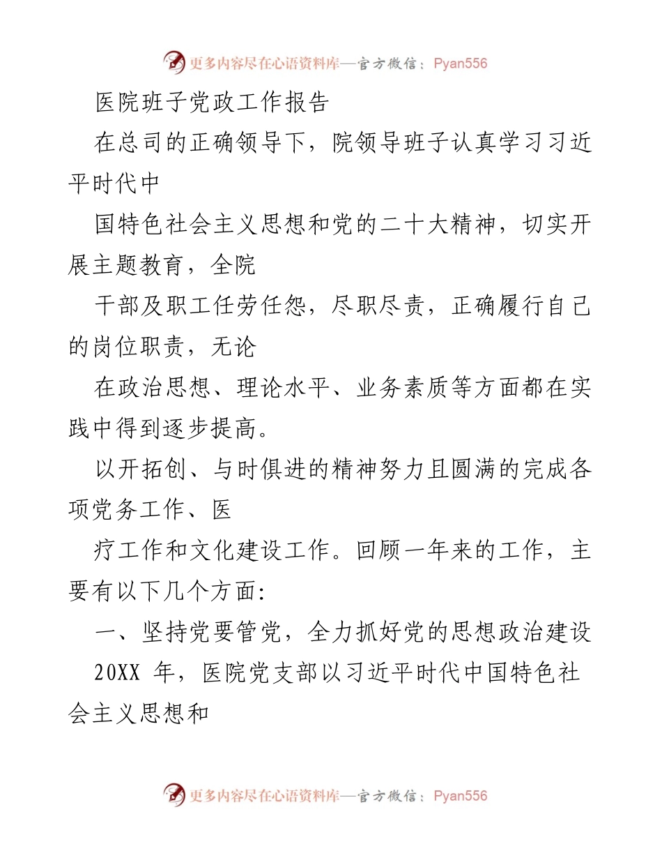 [工作总结] 医院党政工作 - 医院党政工作年度总结报告.docx_第1页