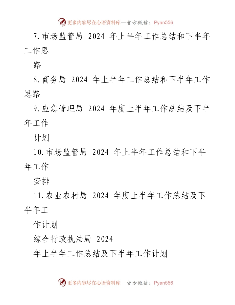 [工作总结] 各级局机关 - 2024年上半年工作总结及下半年工作计划汇编.docx_第2页