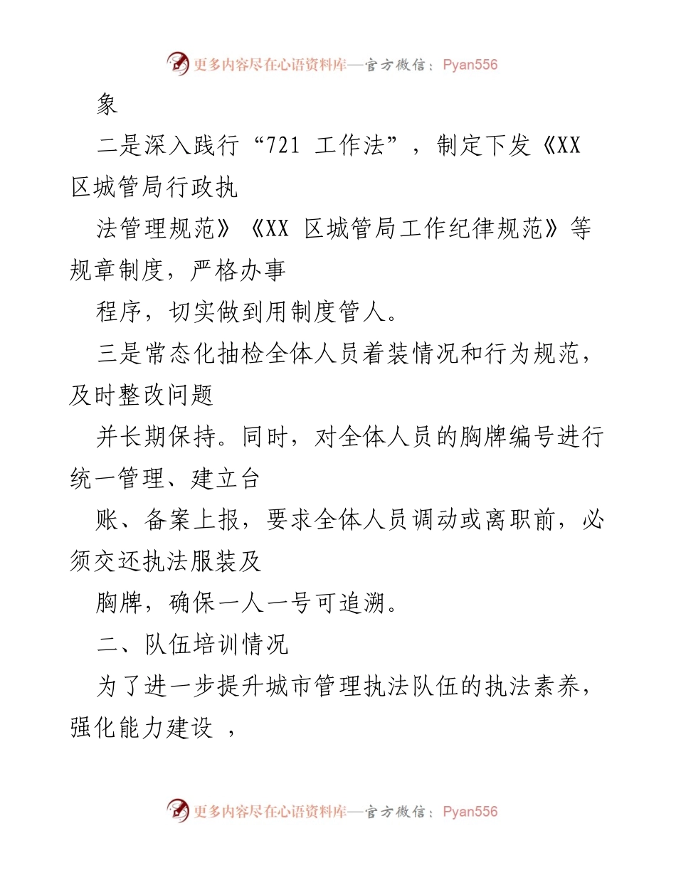 [工作总结] 城管执法专项整治工作部署会 - 城管执法队伍管理与培训工作总结.docx_第2页
