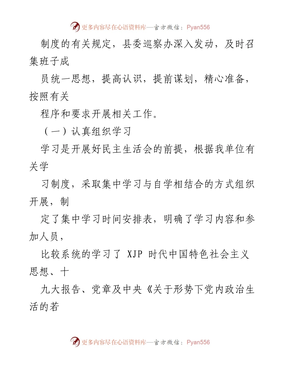 [工作总结] 县委巡察机构 - 2021年度民主生活会情况总结报告.docx_第2页