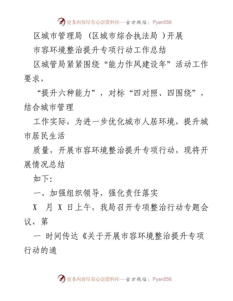 [工作总结] 城市管理局 - 市容环境整治提升专项行动工作总结_2.docx_第1页