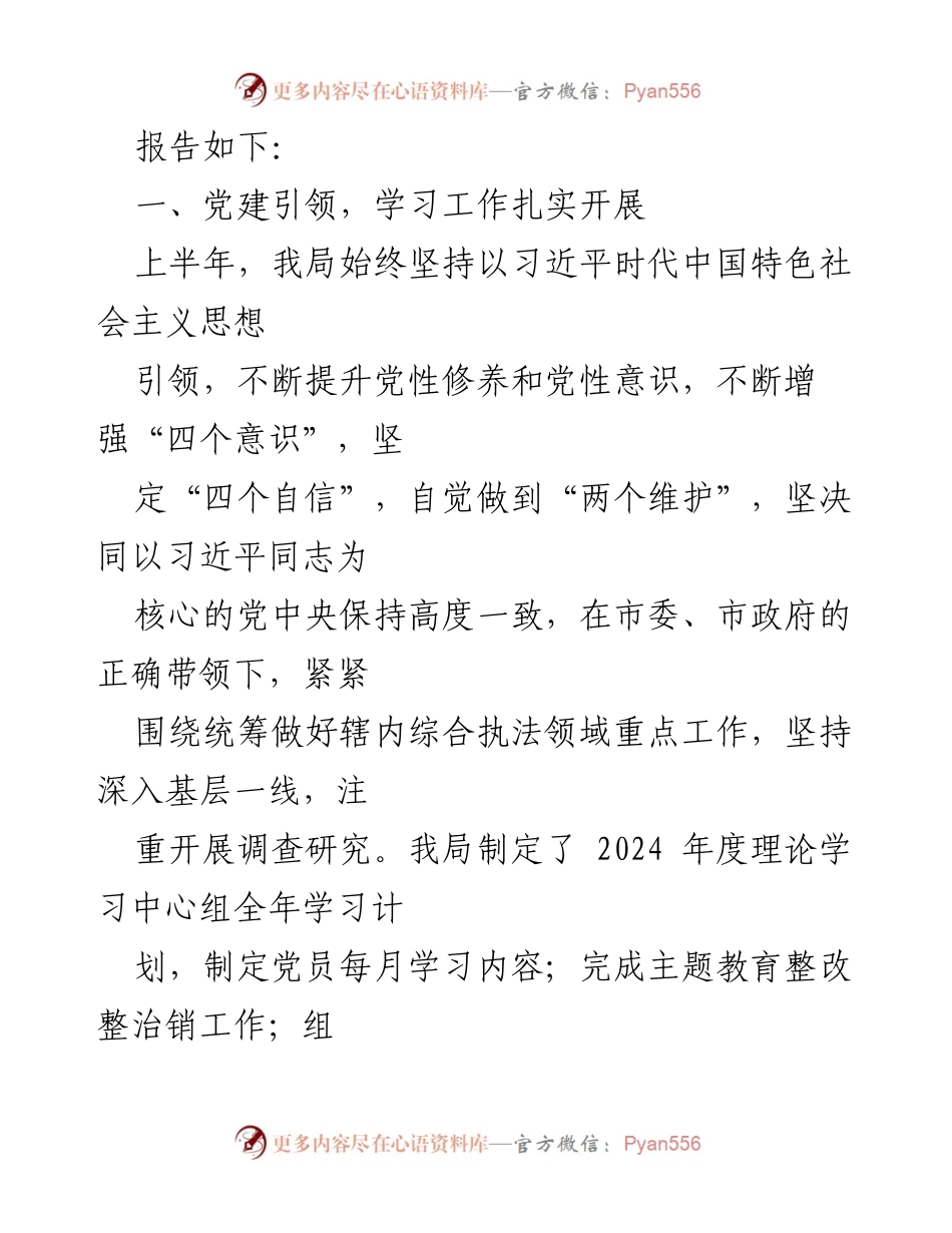 [工作总结] 各级局机关 - 2024年上半年工作总结及下半年工作计划汇编_1.docx_第2页