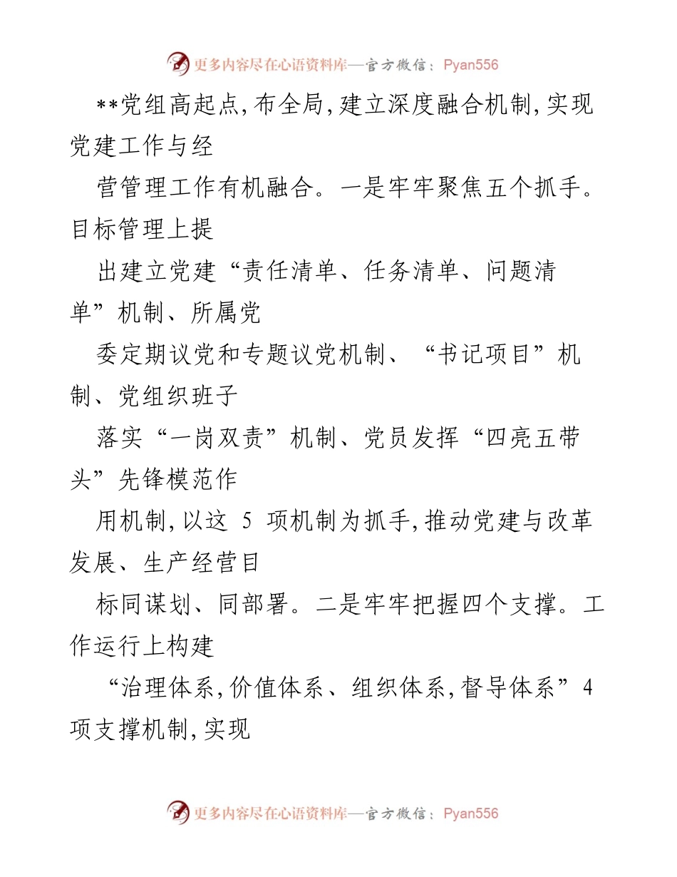 [工作总结] 国有企业党建工作 - 深化融合工程：国有企业党建与业务深度融合的实践探索.docx_第2页