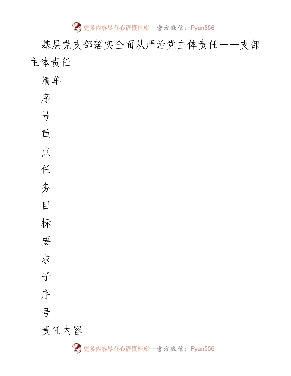 [工作总结] 基层党支部 - 加强全面从严治党主体责任落实的工作总结.docx_第1页