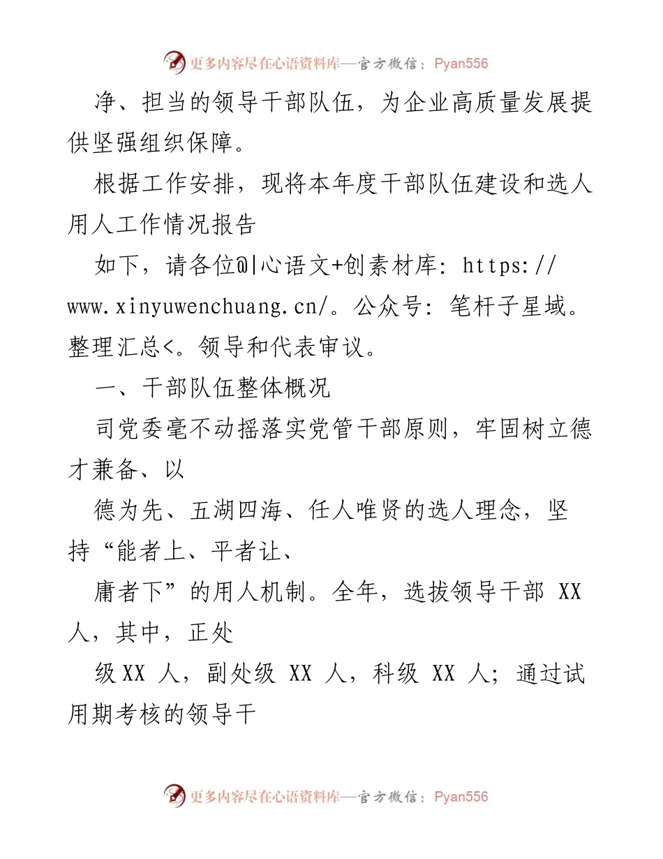 [工作总结] 国有企业干部队伍建设 - 202X年选人用人工作情况及干部队伍建设报告.docx_第2页