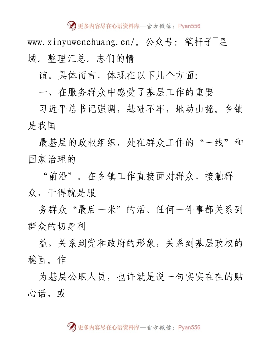 [工作总结] 基层实践 - 探索乡镇工作的重要性与干部艰辛.docx_第2页