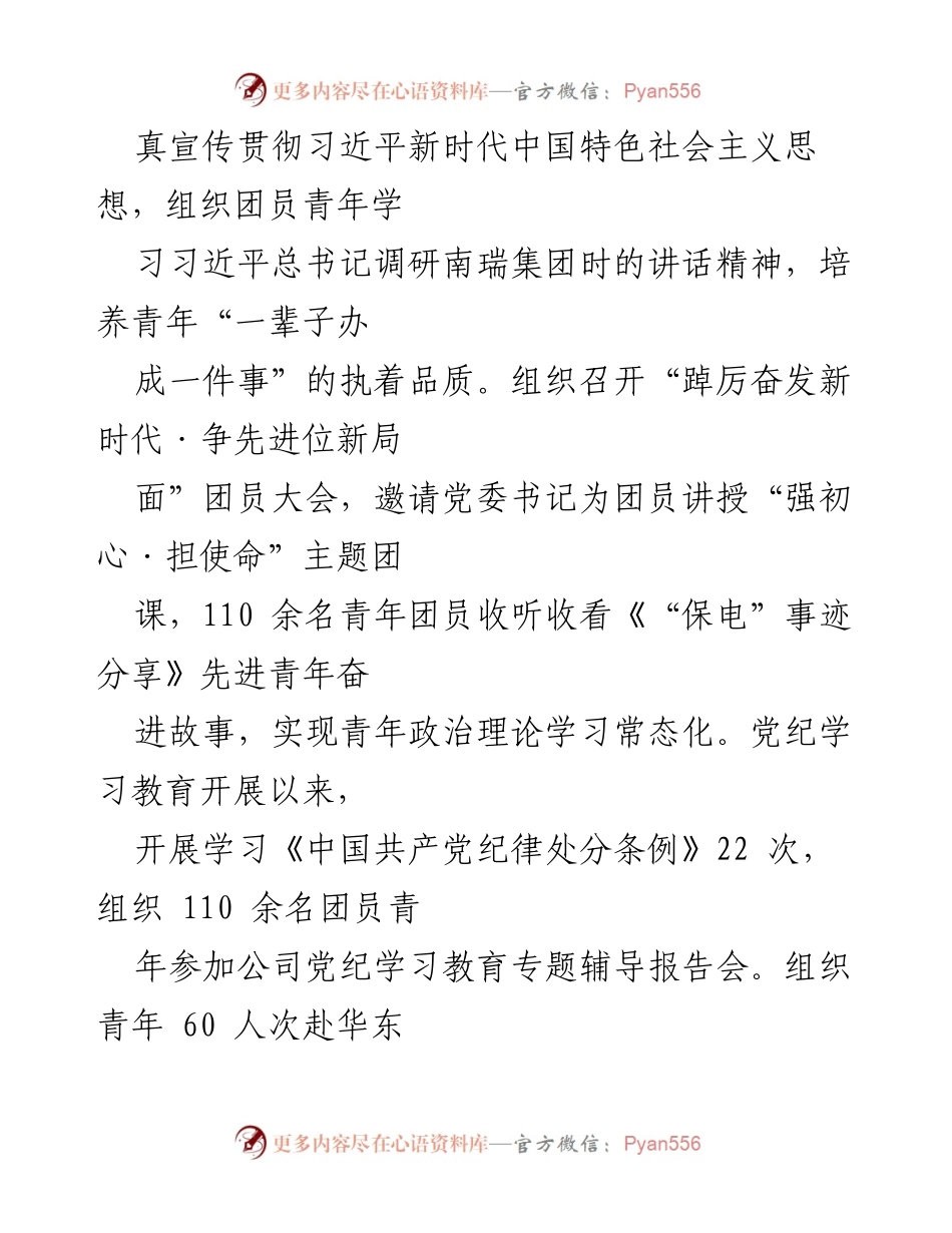 [工作总结] 国有企业团委 - 上半年团委工作总结与青年成长成才服务.docx_第2页