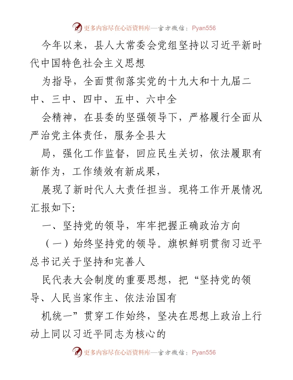 [工作总结] 县人大常委会 - 2023年县人大常委会工作开展情况总结报告.docx_第1页
