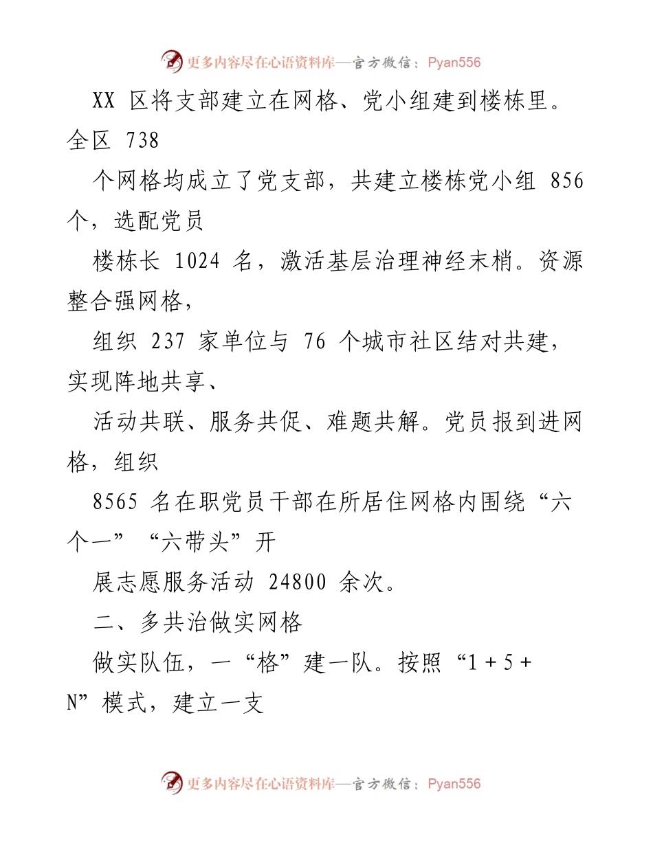 [工作总结] 基层治理 - XX区党建引领基层网格治理工作情况汇报.docx_第2页
