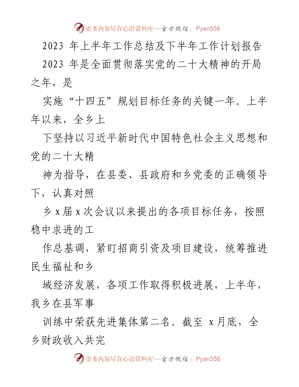 [工作总结] 半年工作总结会议 - 2023年上半年工作总结及下半年工作计划报告.docx_第1页