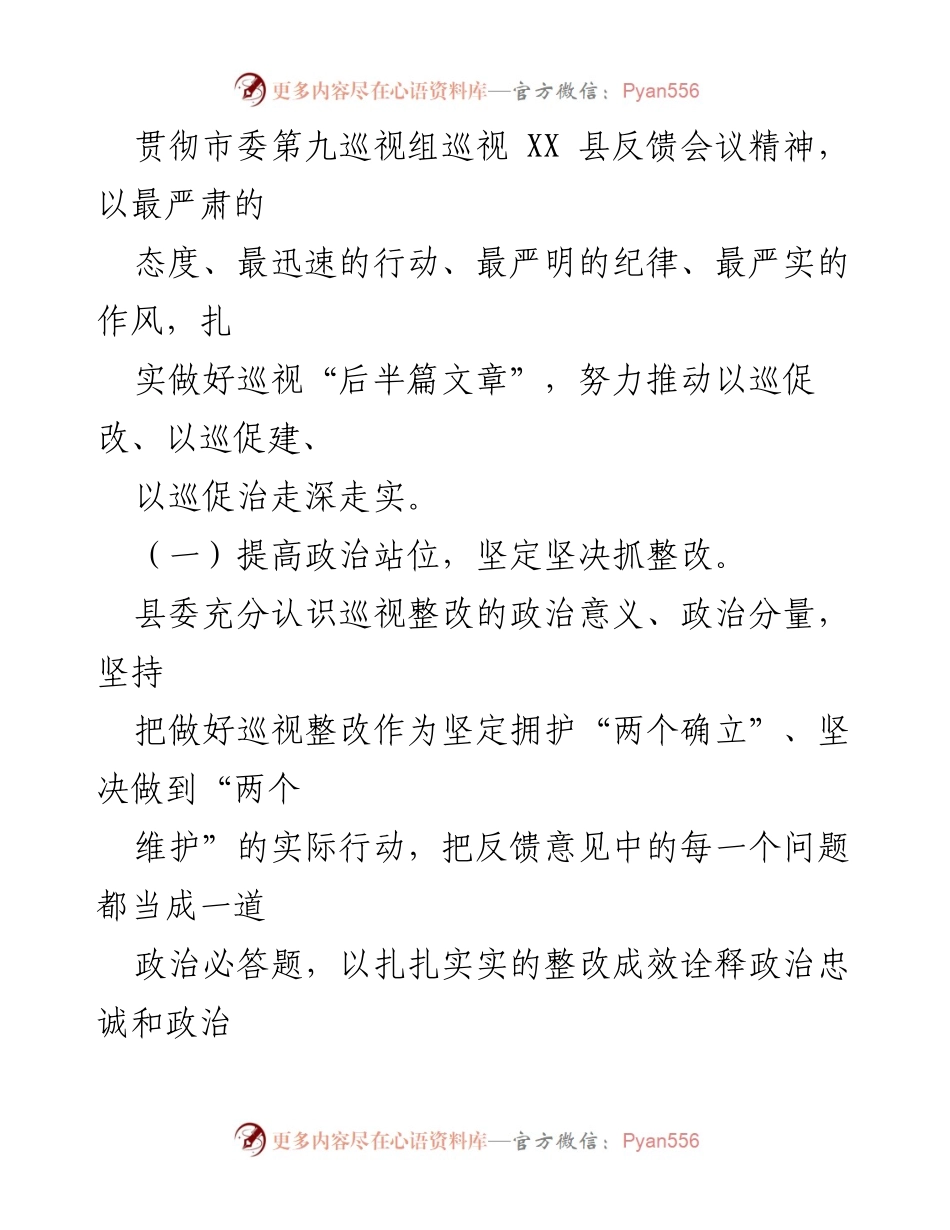 [工作总结] 县委 - X届市委第X轮巡视整改进展情况报告.docx_第2页