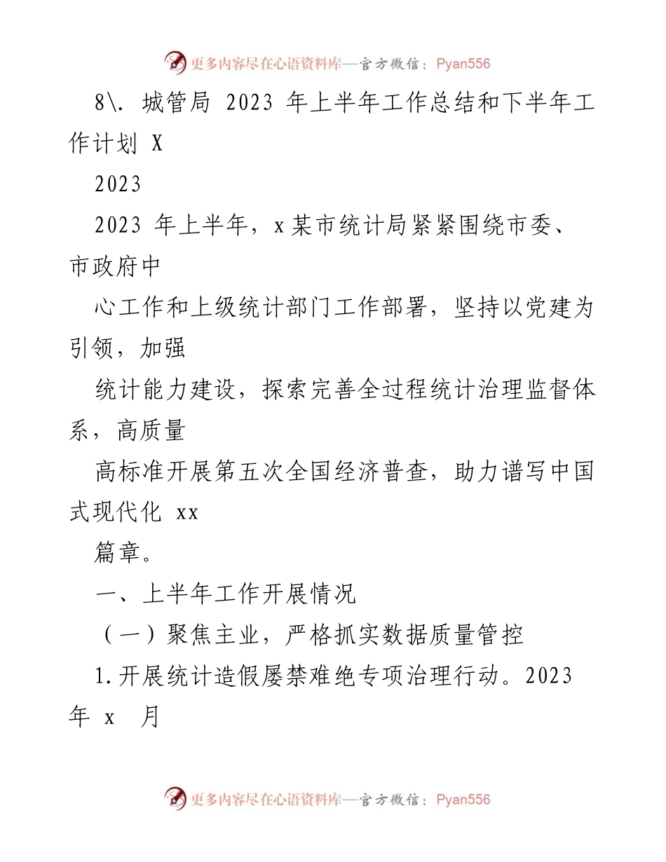 [工作总结] 半年工作总结会议 - 2023年上半年统计局工作总结及下半年工作计划.docx_第2页