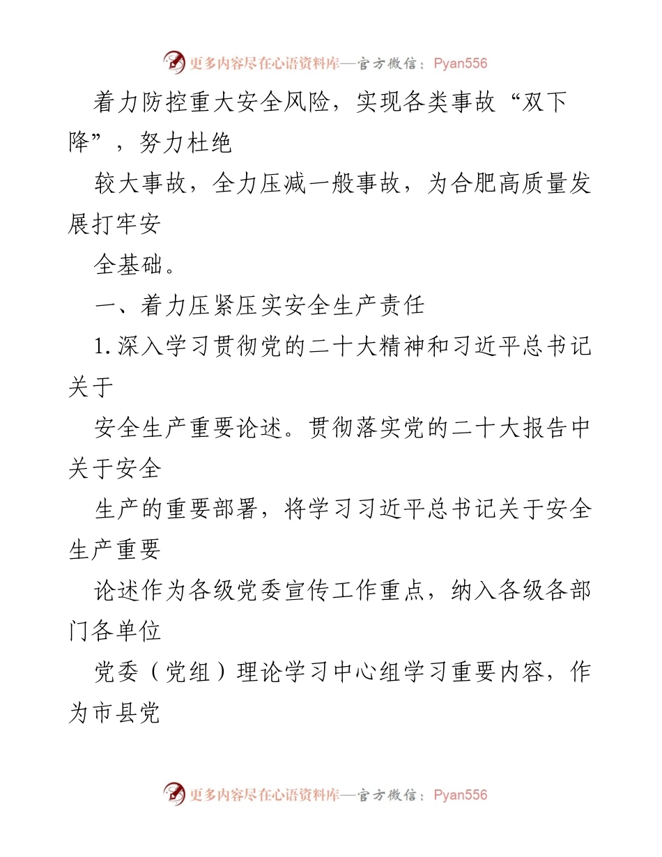 [工作总结] 合肥市安全生产委员会 - 2023年安全生产工作要点及责任落实.docx_第2页