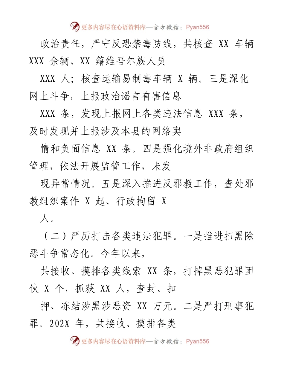[工作总结] 县公安局年度工作 - 202X年县公安局工作总结报告.docx_第2页
