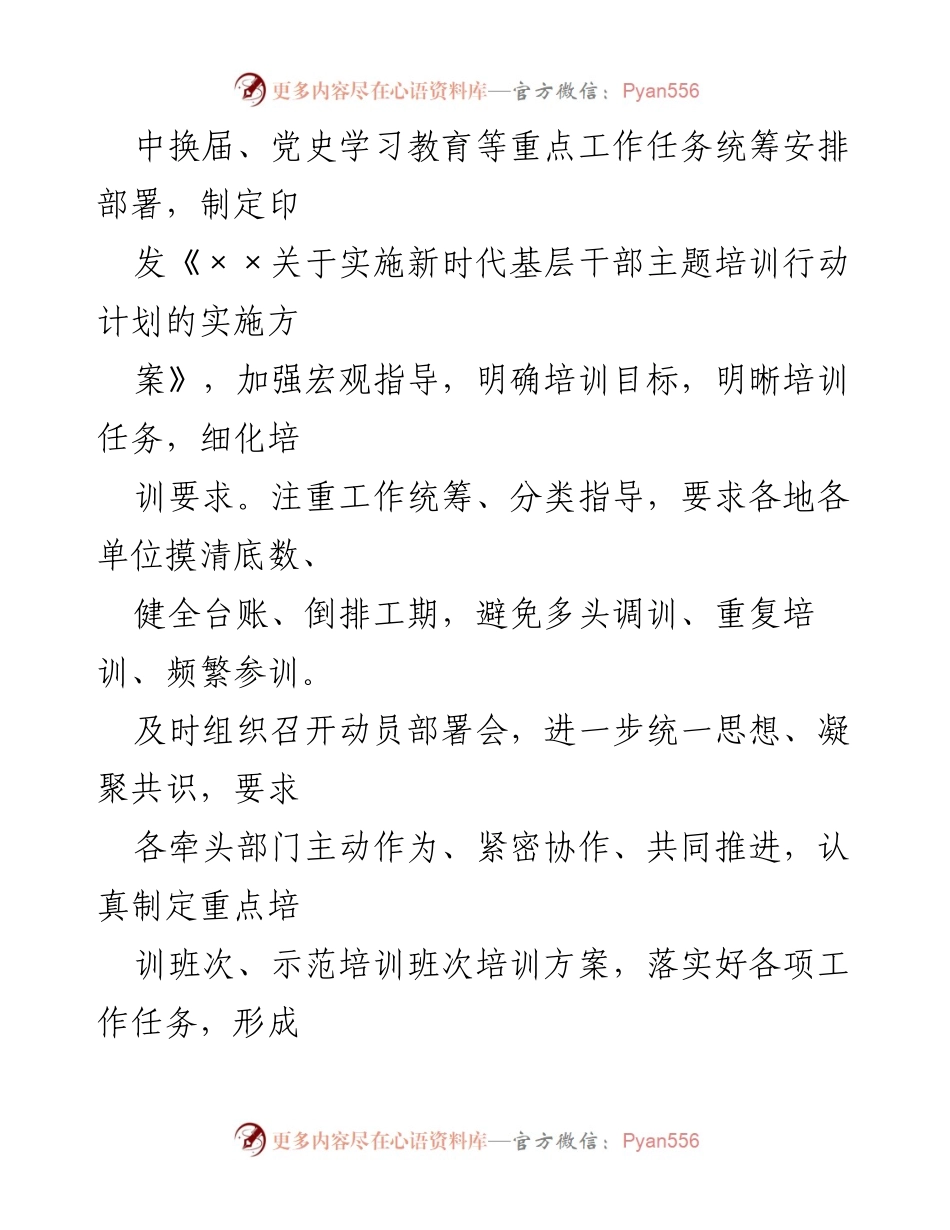[工作总结] 培训工作 - 某市新时代基层干部主题培训行动计划实施情况总结报告.docx_第2页