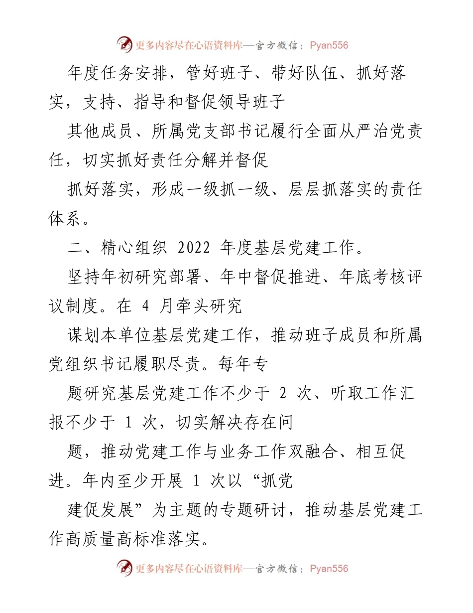 [工作总结] 基层党建 - 2022年度基层党组织书记抓党建工作责任清单_1.docx_第2页