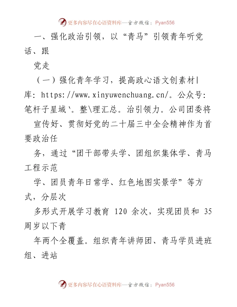 [工作总结] 国有企业青年培养 - 2024年国有企业青年培养工作总结.docx_第2页