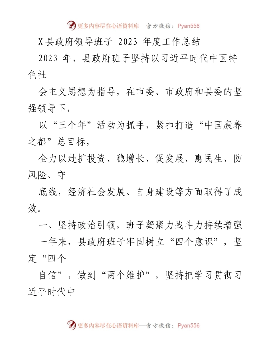 [工作总结] 县政府年度总结 - 2023年度县政府工作总结与成效分析.docx_第1页