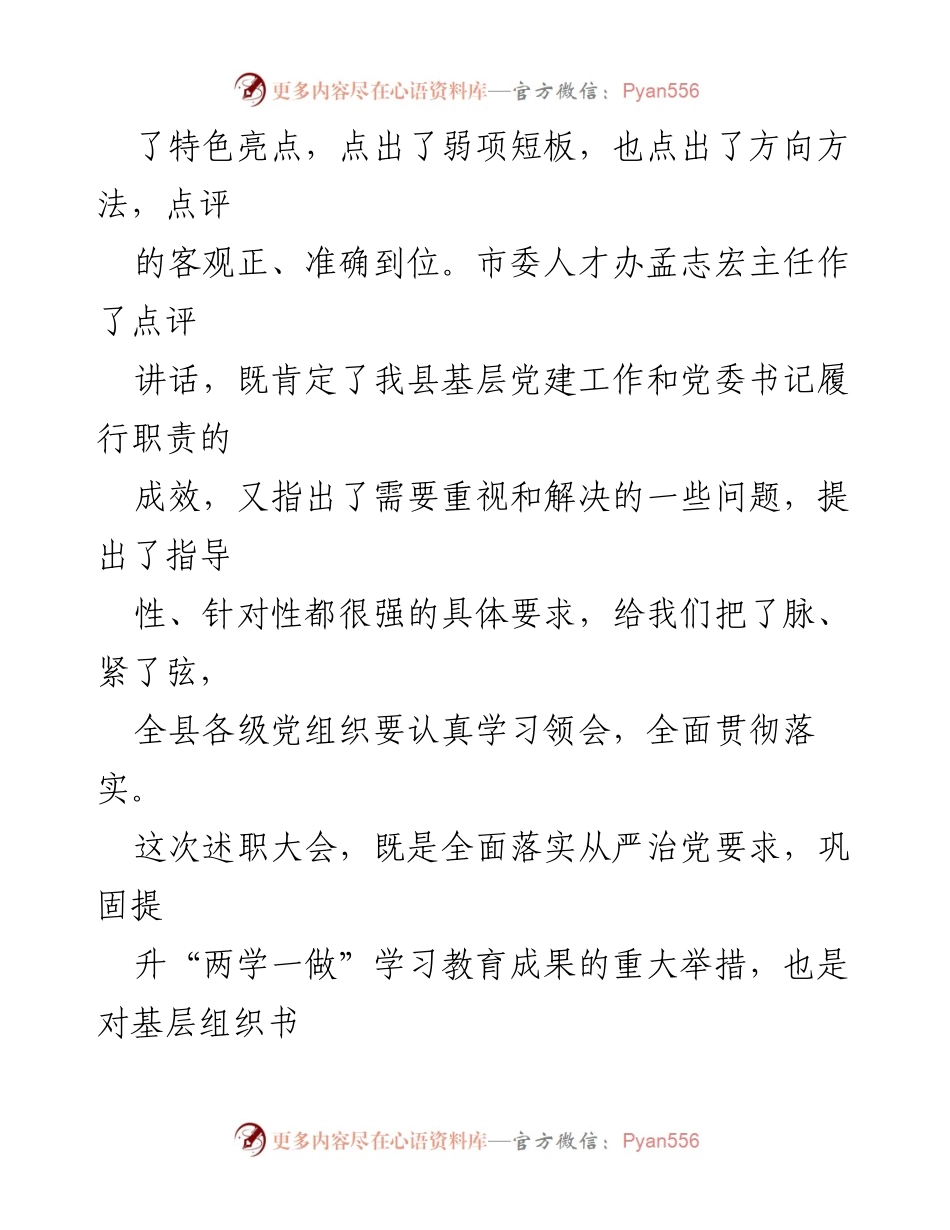 [工作总结] 基层党建工作 - 基层党建工作述职评议大会总结与整改方案.docx_第2页