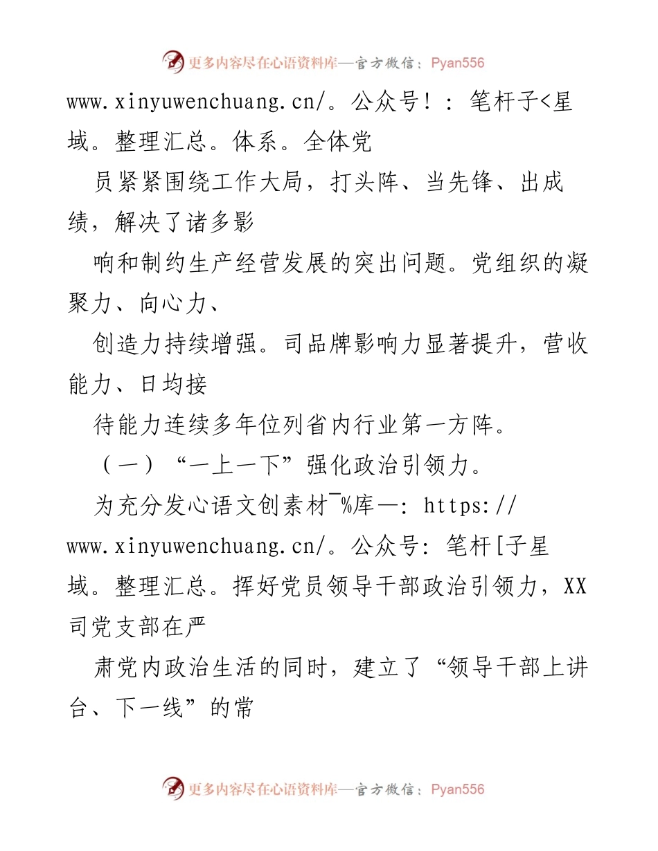 [工作总结] 国企党建工作经验分享 - 加强党建品牌建设，提升组织力与发展推动力.docx_第2页