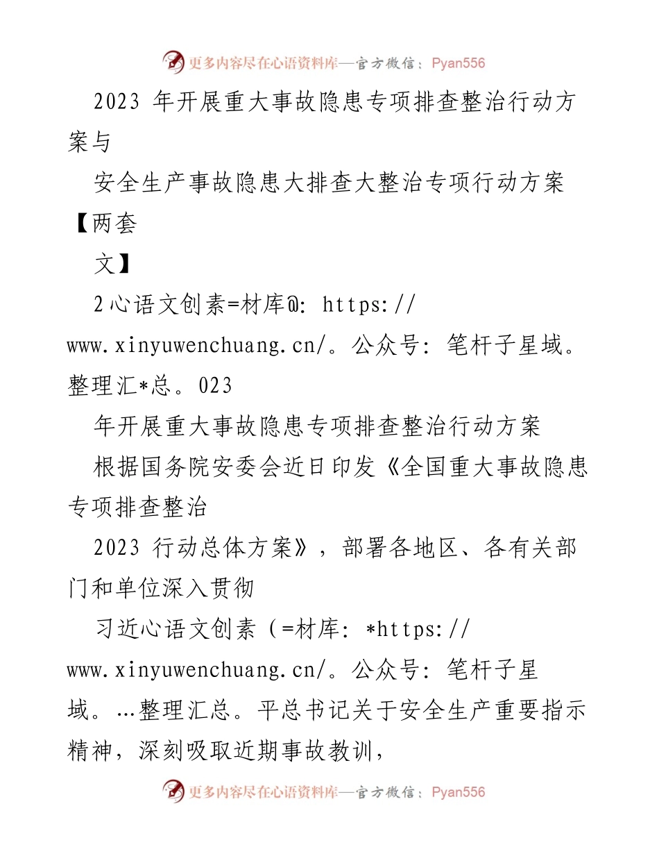 [工作总结] 安全生产 - 2023年重大事故隐患专项排查整治行动总结报告.docx_第1页