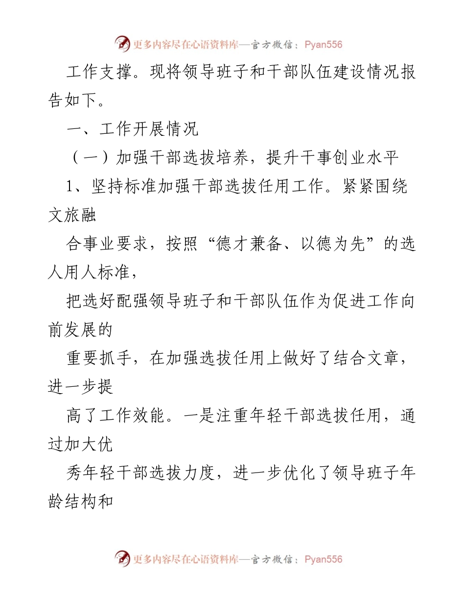 [工作总结] 市文化和旅游局 - 领导班子与干部队伍建设情况汇报.docx_第2页
