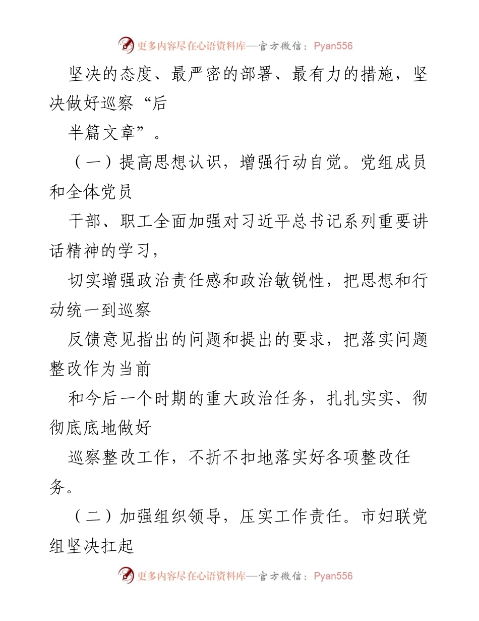 [工作总结] 巡察整改 - XX市妇联党组巡察整改进展情况报告.docx_第2页