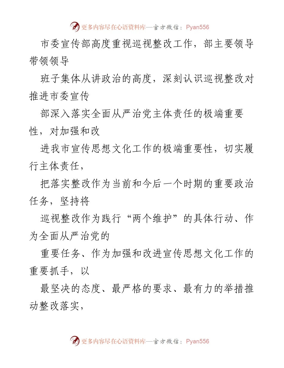 [工作总结] 巡视整改 - 市委宣传部巡视整改工作进展情况报告.docx_第2页