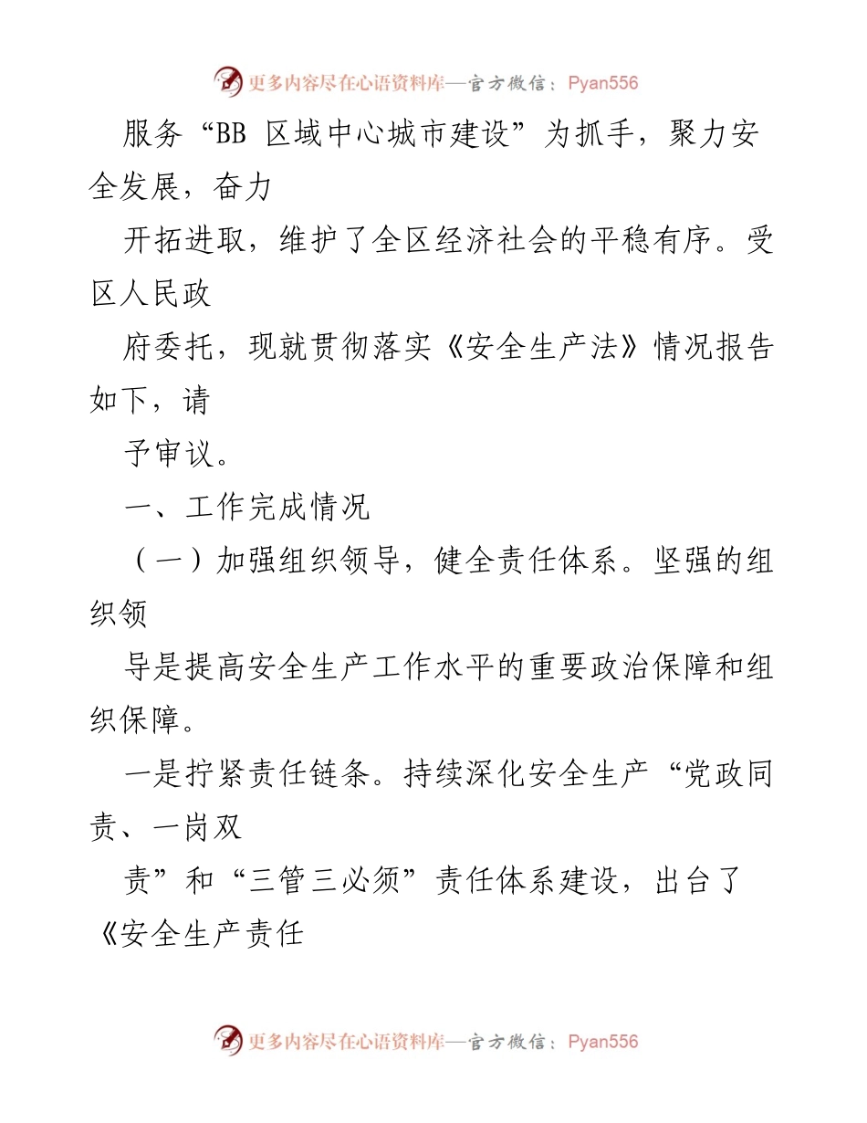 [工作总结] 安全生产 - 《中华人民共和国安全生产法》落实情况报告.docx_第2页