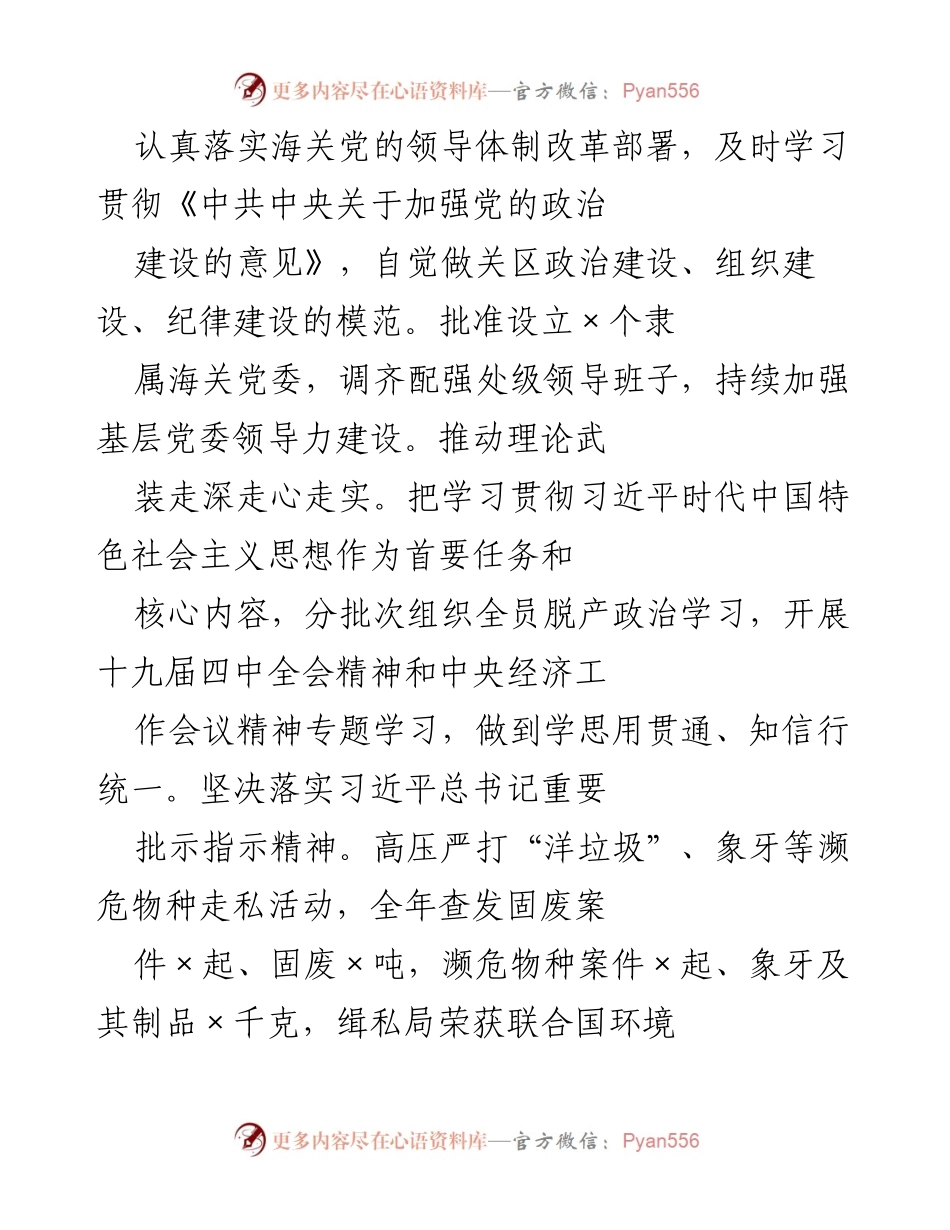 [工作总结] 年度工作汇报 - 2019年×海关年度工作总结与成效分析.docx_第2页