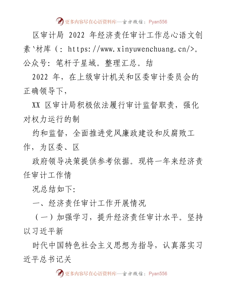 [工作总结] 审计局 - 2022年经济责任审计工作总结.docx_第1页