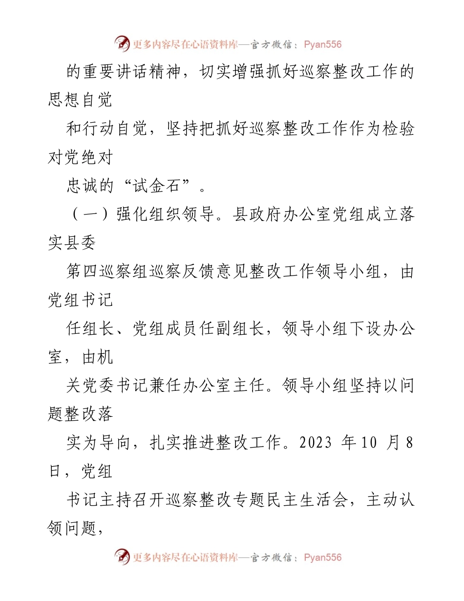 [工作总结] 巡察整改 - 某县政府办巡察整改阶段进展情况报告.docx_第2页
