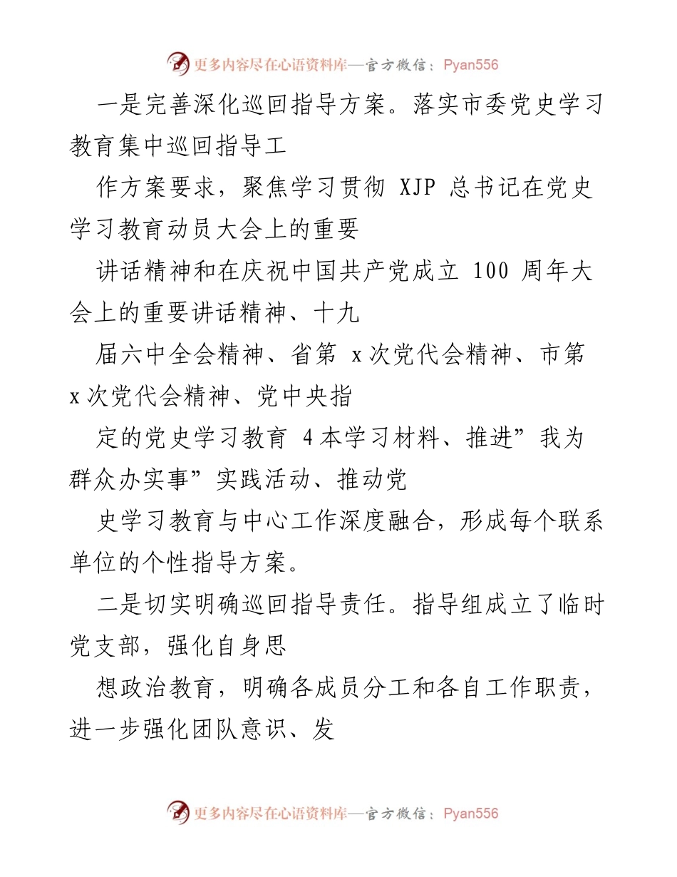 [工作总结] 市委党史学习教育巡回指导组 - 党史学习教育巡回指导工作总结.docx_第2页