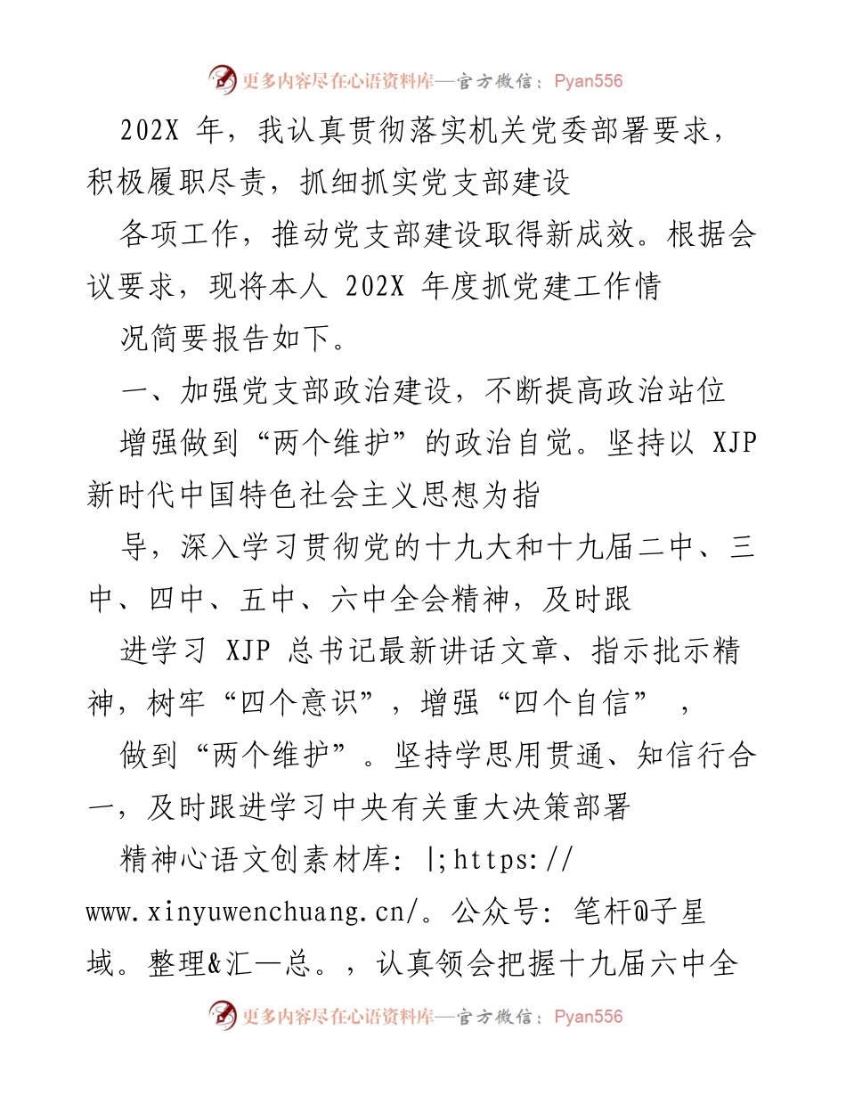 [工作总结] 年度党建工作 - 202X年度党支部建设工作总结报告.docx_第1页