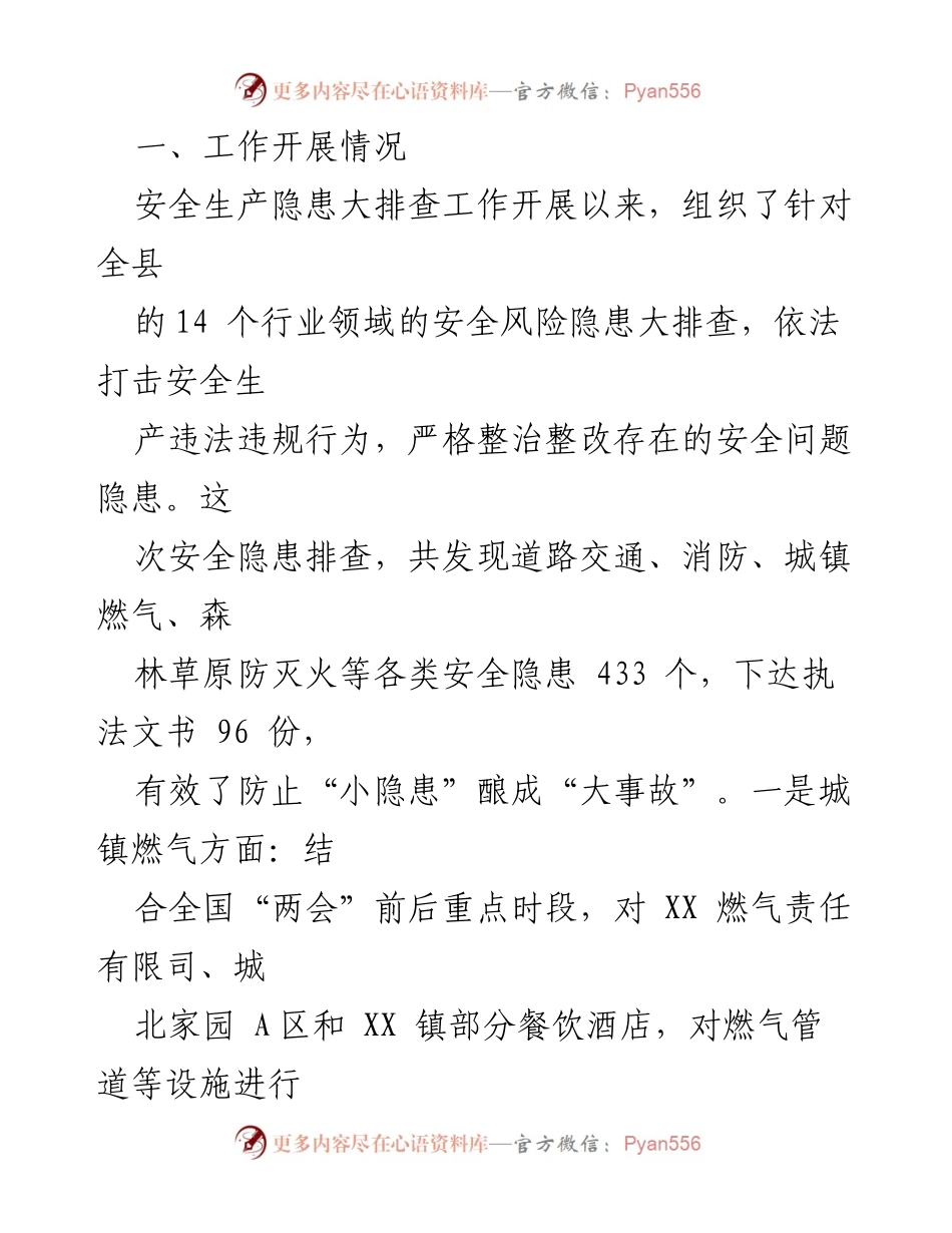 [工作总结] 安全生产隐患排查 - 安全生产风险隐患大排查工作开展情况报告.docx_第2页