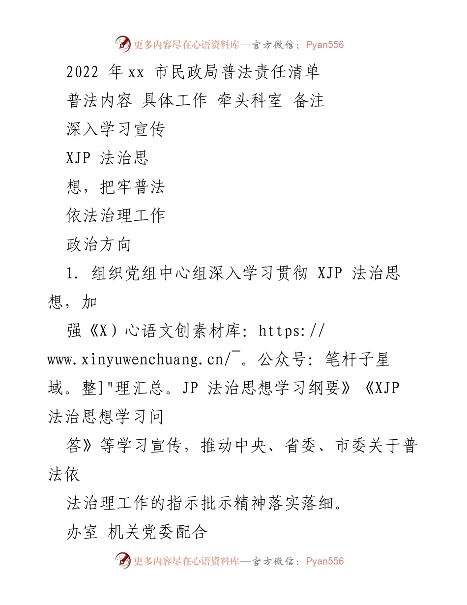 [工作总结] 市民政局 - 2022年普法责任清单及实施情况总结.docx_第1页