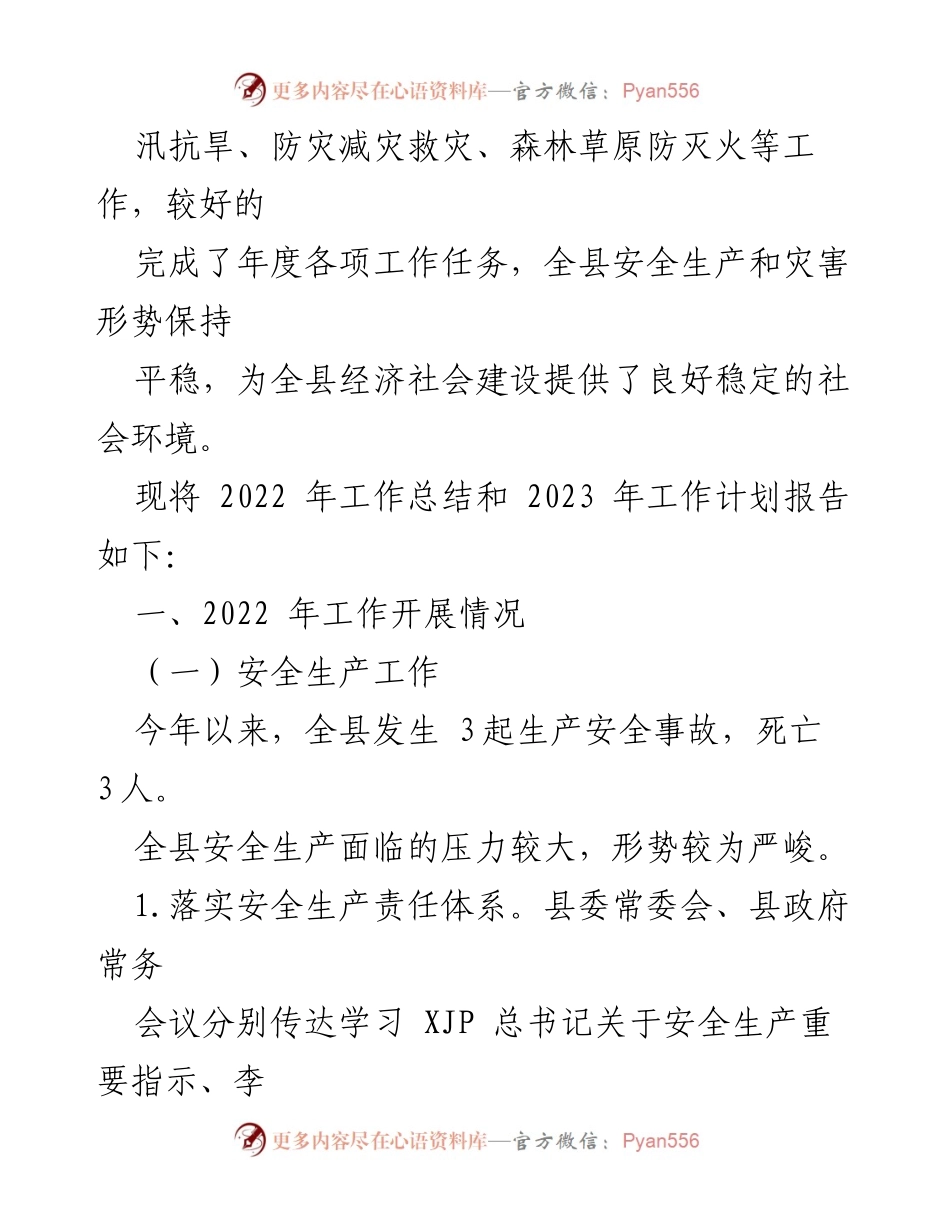 [工作总结] 年度工作总结会议 - xx县应急管理局2022年工作总结与2023年工作计划.docx_第2页