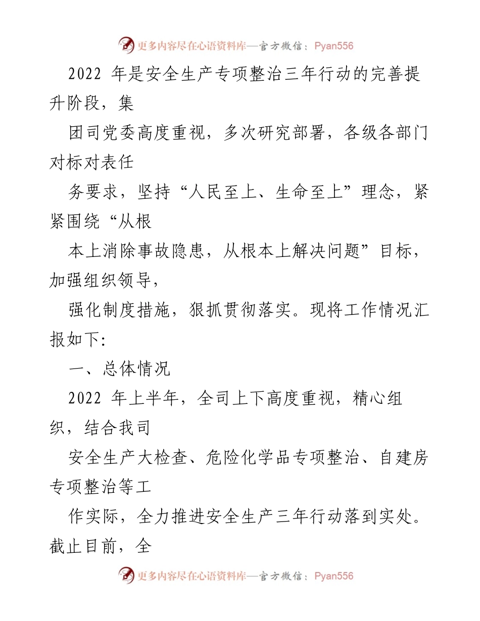 [工作总结] 安全生产专项整治 - 2022年安全生产专项整治工作总结与落实情况汇报.docx_第1页