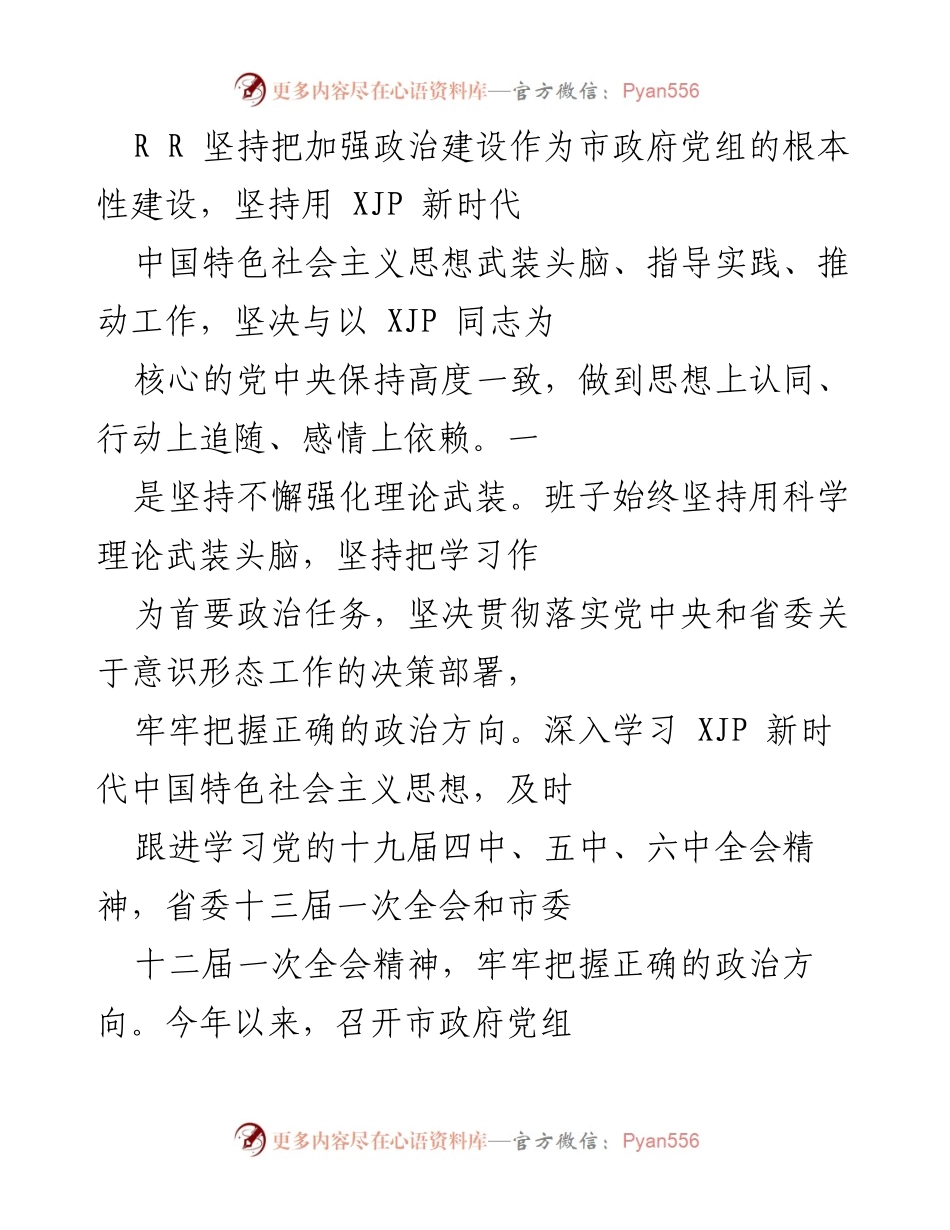 [工作总结] 年度履职情况 - 市人民政府党组年度履职情况总结报告.docx_第2页