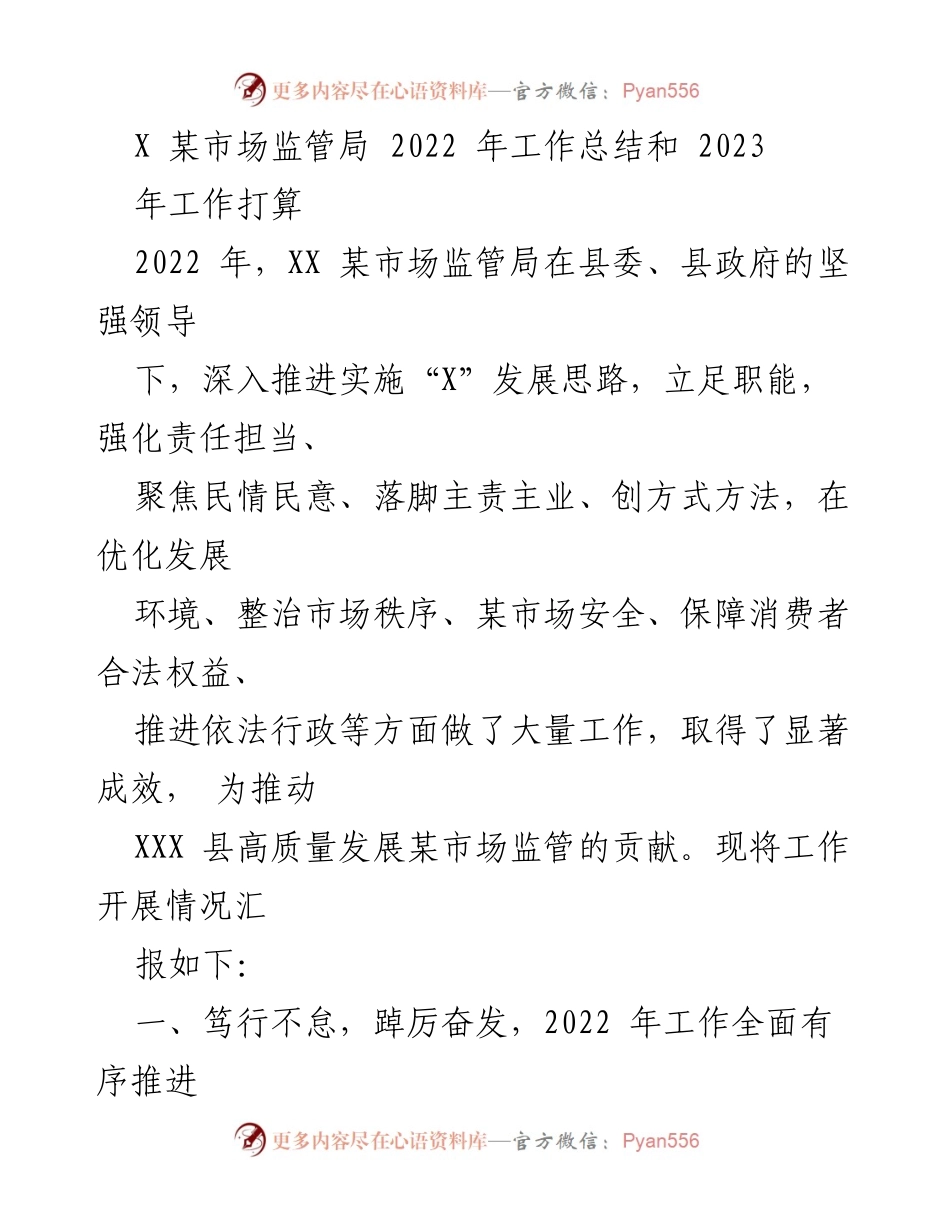 [工作总结] 市场监管局 - 2022年工作总结与2023年工作计划.docx_第1页